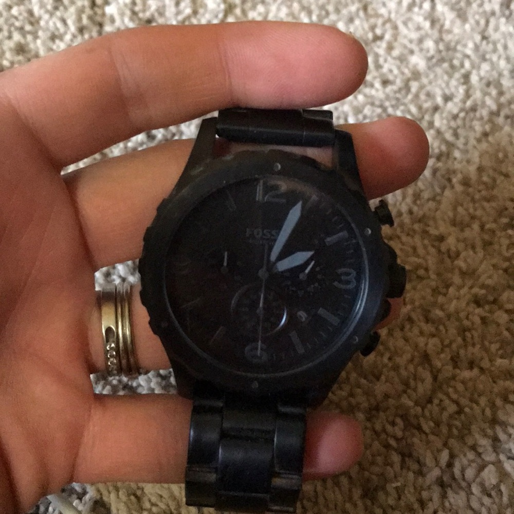 Black Metal Fossil Watch